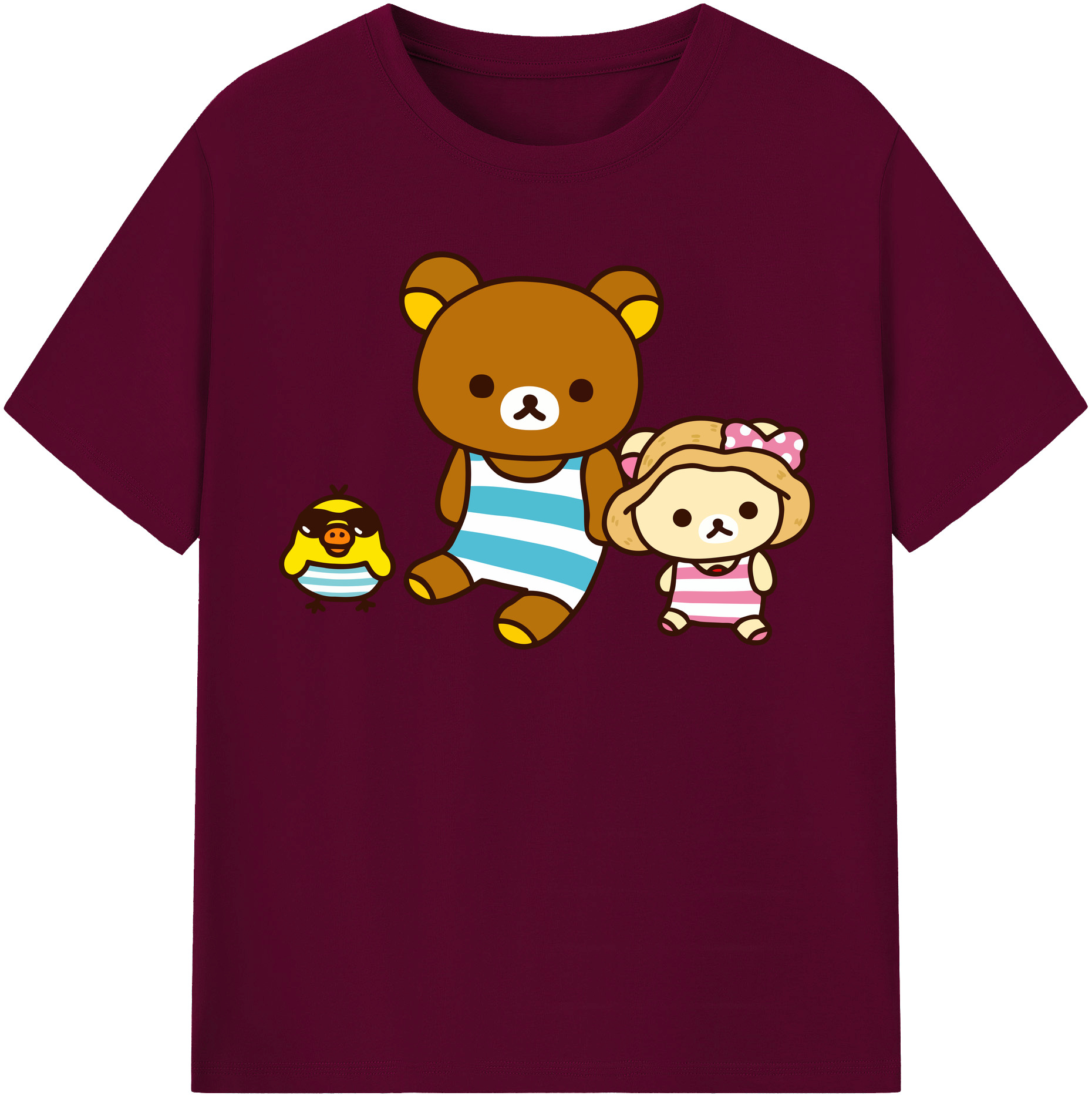 （画像用） リラックマ リラックマ キイロイトリ Rilakkuma Korilakkuma Kiiroitori レディースカジュアルプリントTシャツ（綿100％）